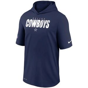 Men's Dallas Cowboys Nike Navy Sideline Playbook Hoodie Performance T-Shirt NWT